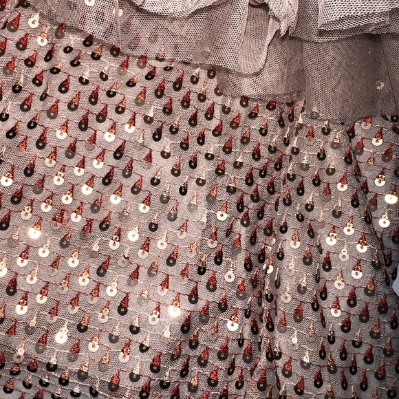 Formal Nude dramatic Ruffled sequence Blouse - Picture 11 of 13